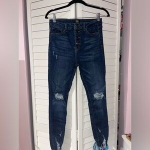 Dark Blue Distressed High-Rise Women's Jeans